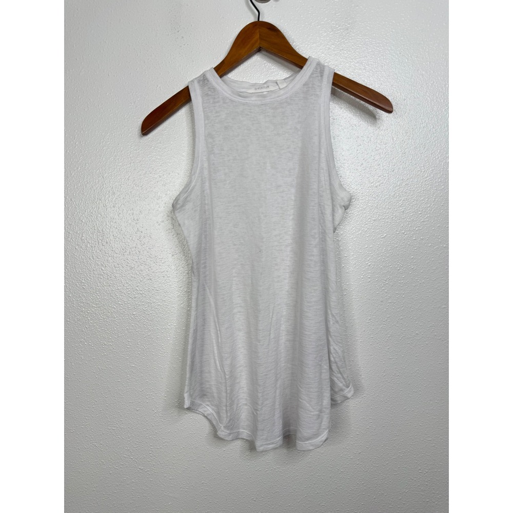 Athleta Essence Tank White Slub Knit Sleeveless Yoga Top XS 228706‎
